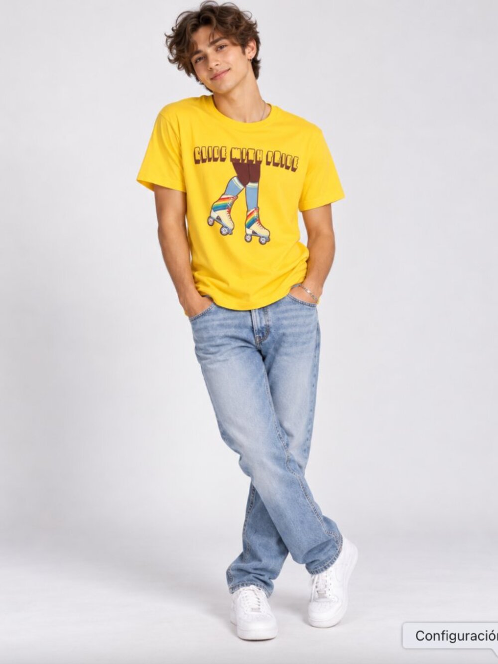 NWT Call Your Mother Yellow Glide With Pride Roller Skate Graphic Tee Size S